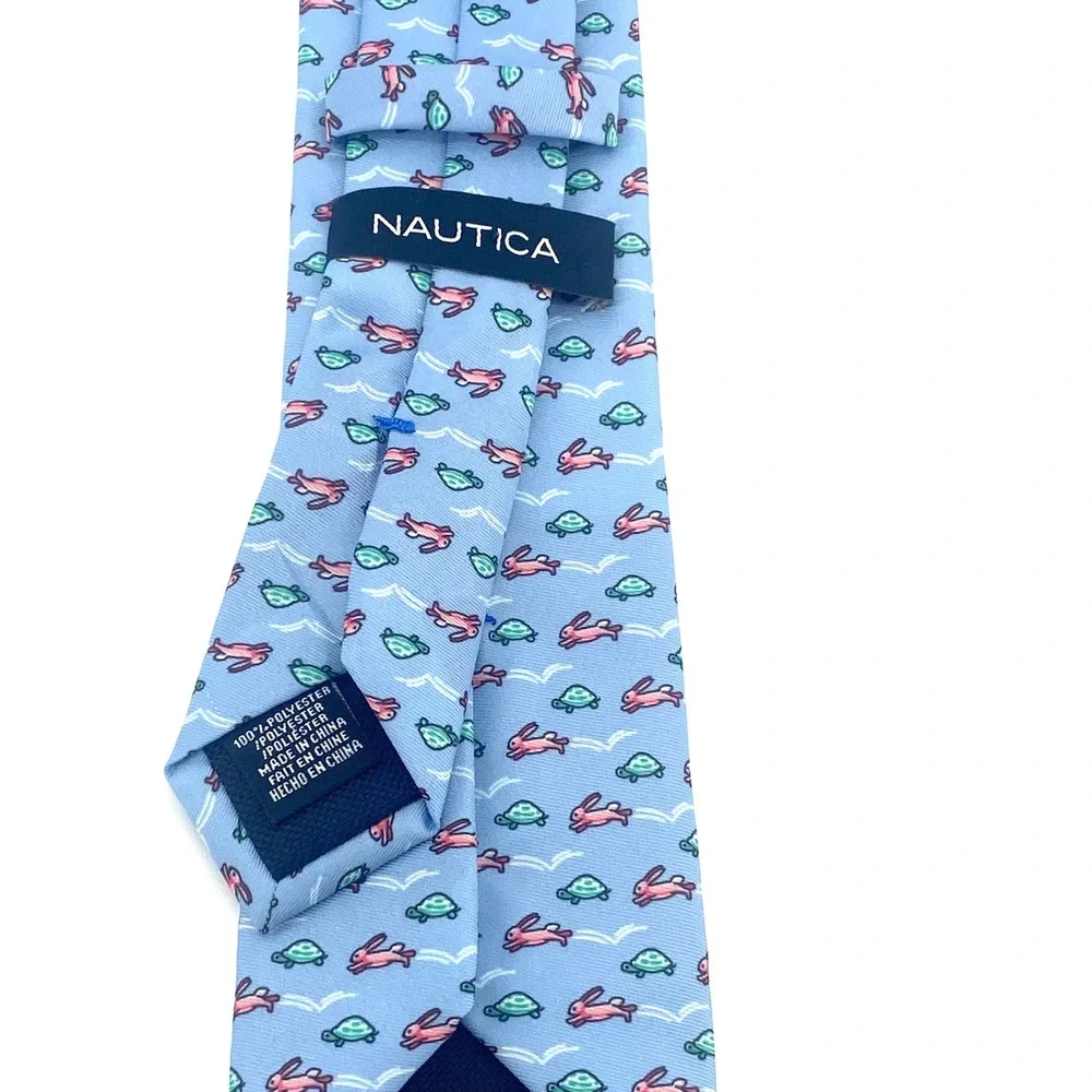 Nautica Blue Novelty Gender Revel Pink Bunnies Green Turtles Neck Tie 3x60